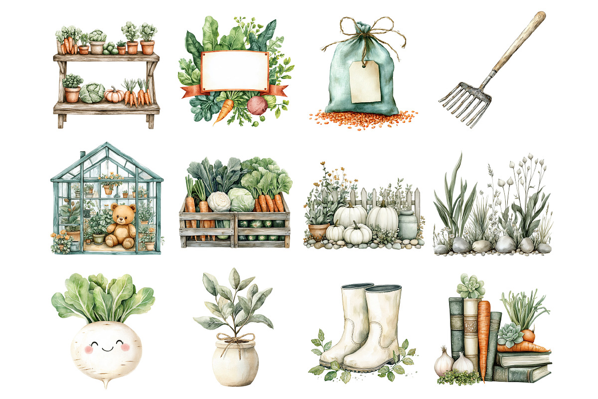 Watercolor Little Sprout Clipart, a Seasonal Illustration by Design Market (Photo 2 of 6)