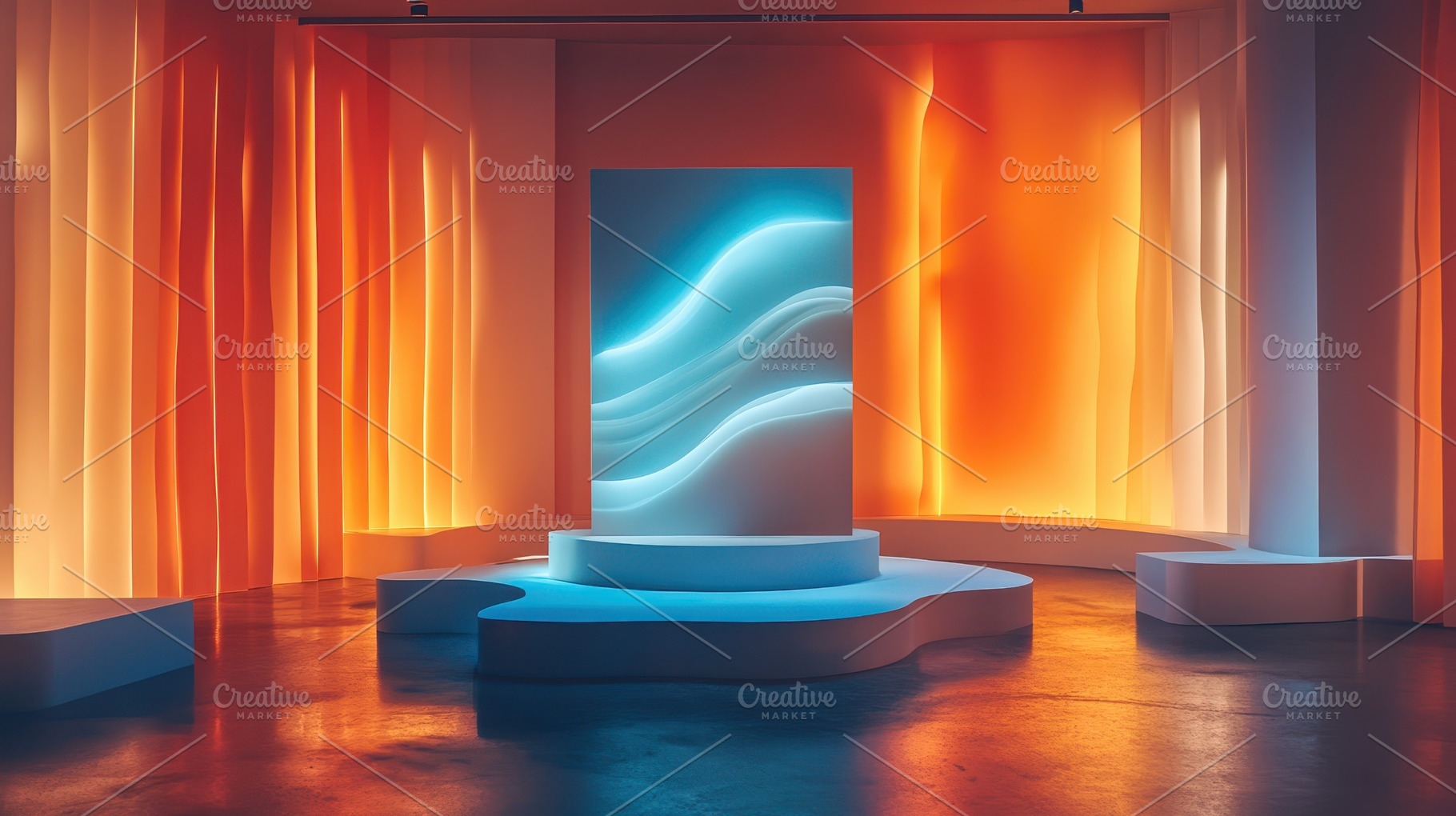 Contemporary stage setup with glowin, a Background Photo by Pixeness Studio