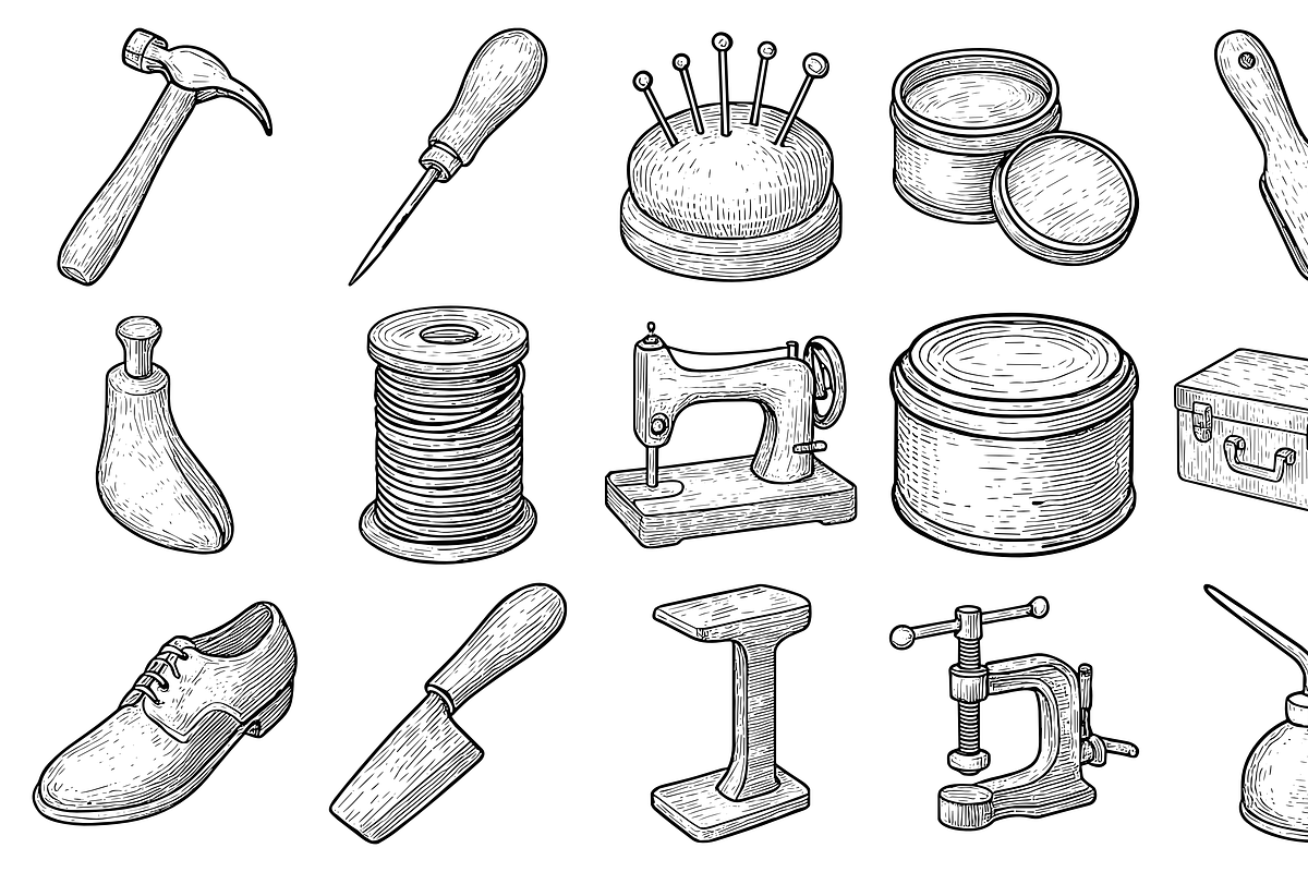 Cobbler Tools Collection, an Object Graphic by nikagraphic (Photo 3 of 3)