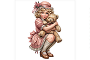 Girl With Teddy Bear Clipart PNG, a Person Illustration by Memories By Lea (Thumbnail 16 of 20)