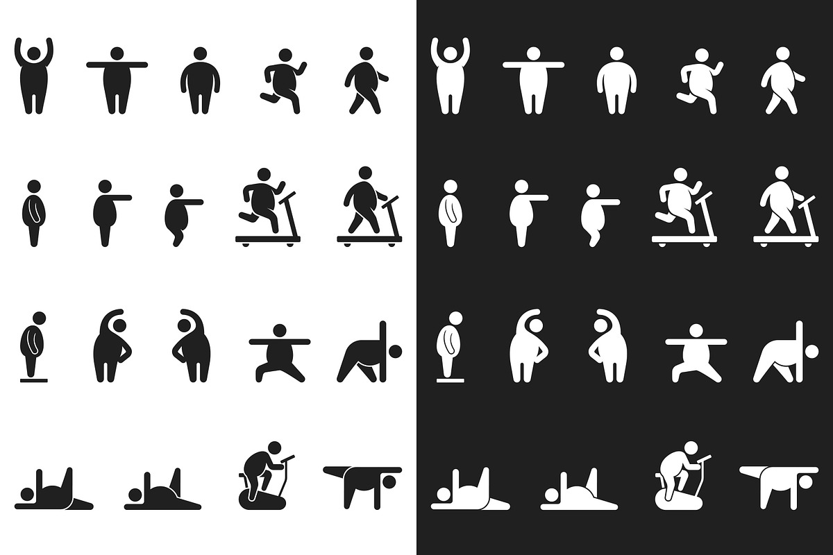 Fat Body Aerobic Exercise Icons, an Icon by Graphixmania