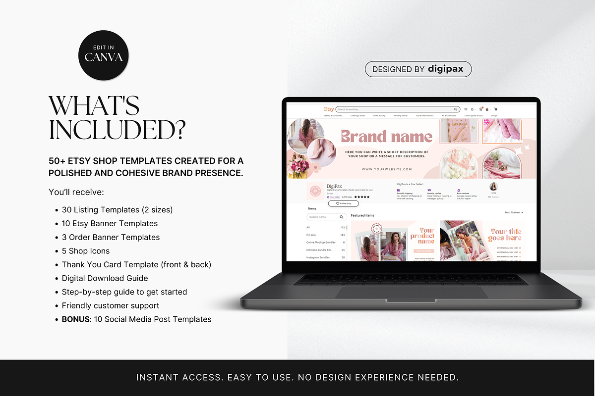 Etsy Shop Bundle Canva Templates, a Branding & Logo Template by DigiPax (Photo 2 of 11)