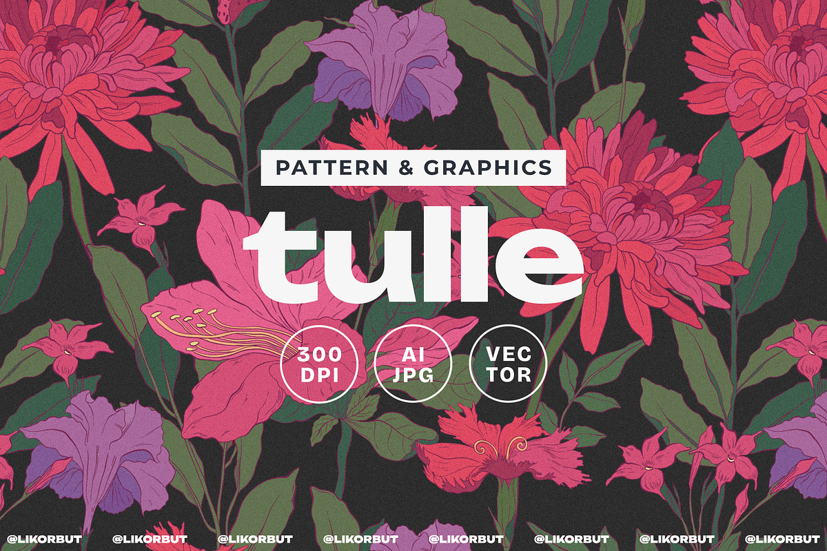 Elegant Botanical Floral Pattern, a Pattern Graphic by likorbut (Photo 1 of 14)