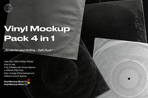 Vinyl Mockup Pack 4 In 1