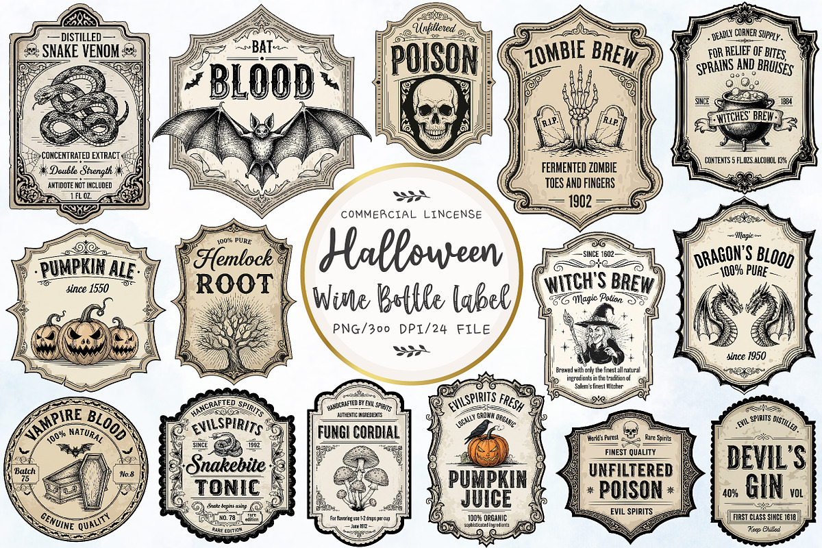 Halloween Wine Label Sublimation, an Illustration by OK Design (Photo 1 of 4)