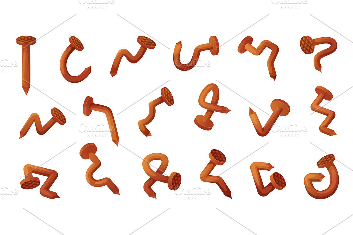 Nails. Damaged steel and rusty old, an Object Illustration by Onyx