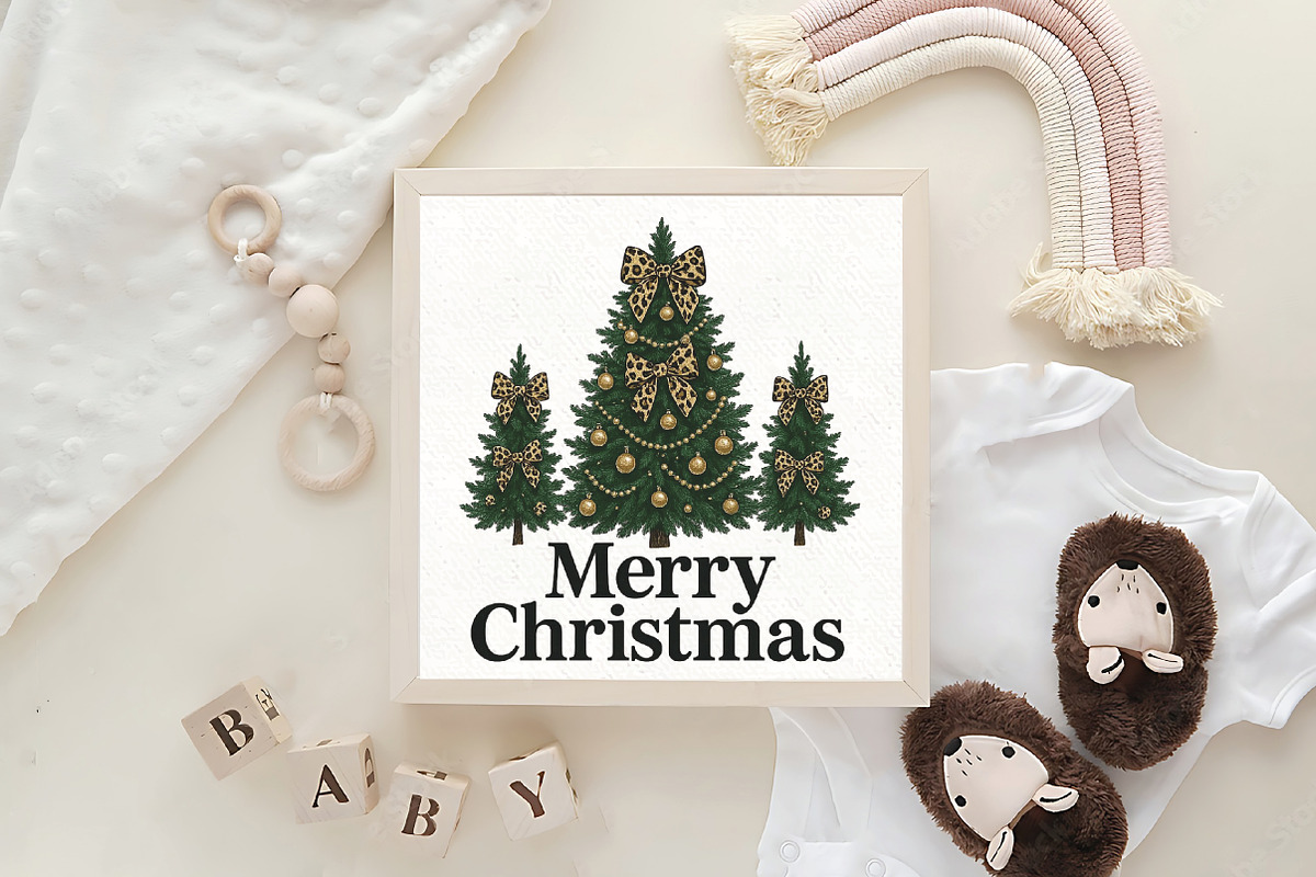 Leopard Christmas Tree Coquette Bow, an Illustration by CraftArtStudio (Photo 4 of 4)