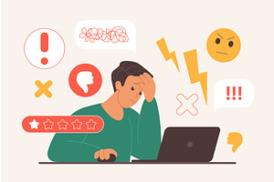 Bad review negative feedback angry, a Person Illustration by Lemberg Vector