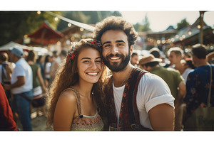 festival couple drinking beer ai, a Food & Drink Photo by pikepicture