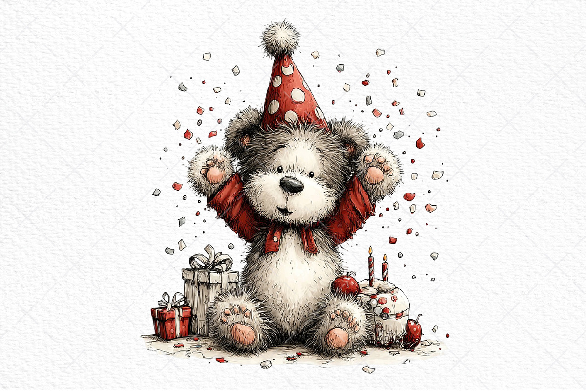 Whimsical Birthday Teddy Bear Clipar, an Illustration by Craft Nest (Photo 11 of 11)