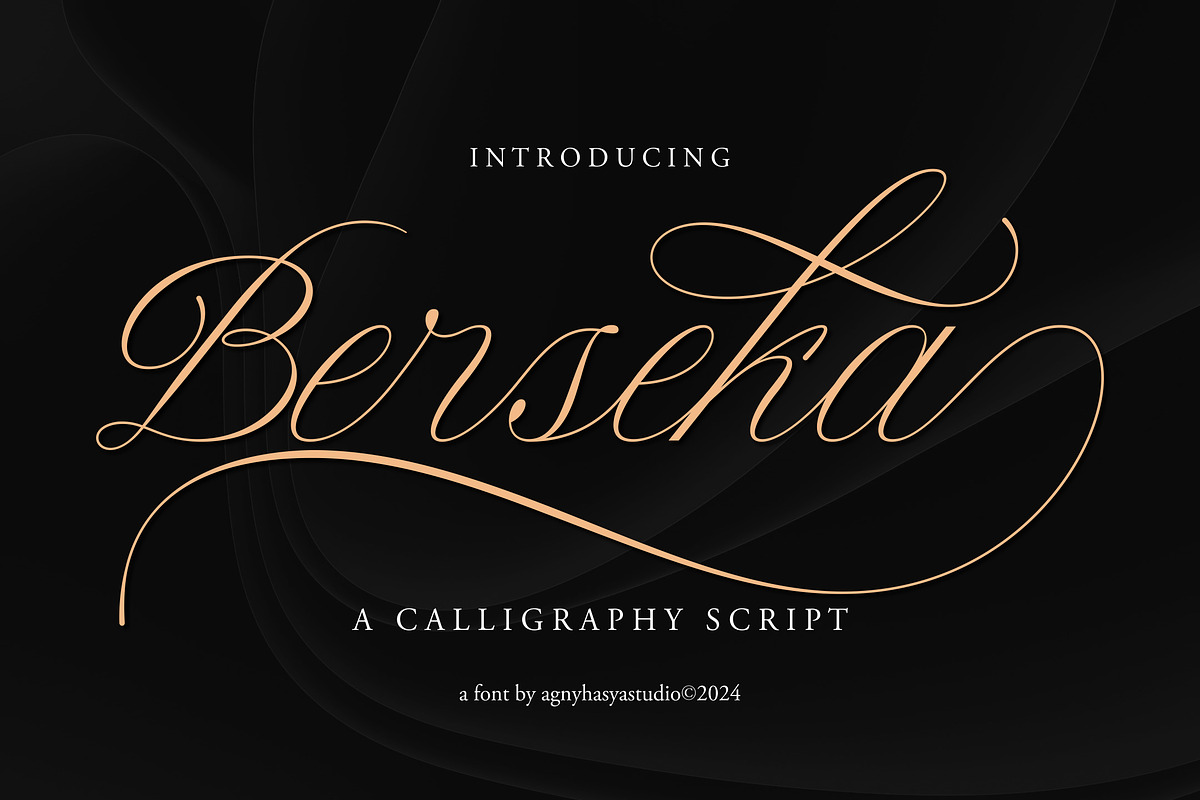 Berseka - Calligraphy Script, a Script Font by agnyhasyastudio (Photo 1 of 11)