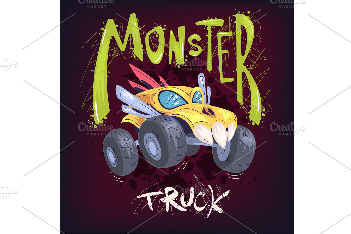 Monster truck poster. Monstertruck, a Transportation Illustration by Stock-Smart-Start