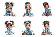 Whimsical valentine coffee girl clip, an Illustration by CreationArt (Thumbnail 2 of 7)