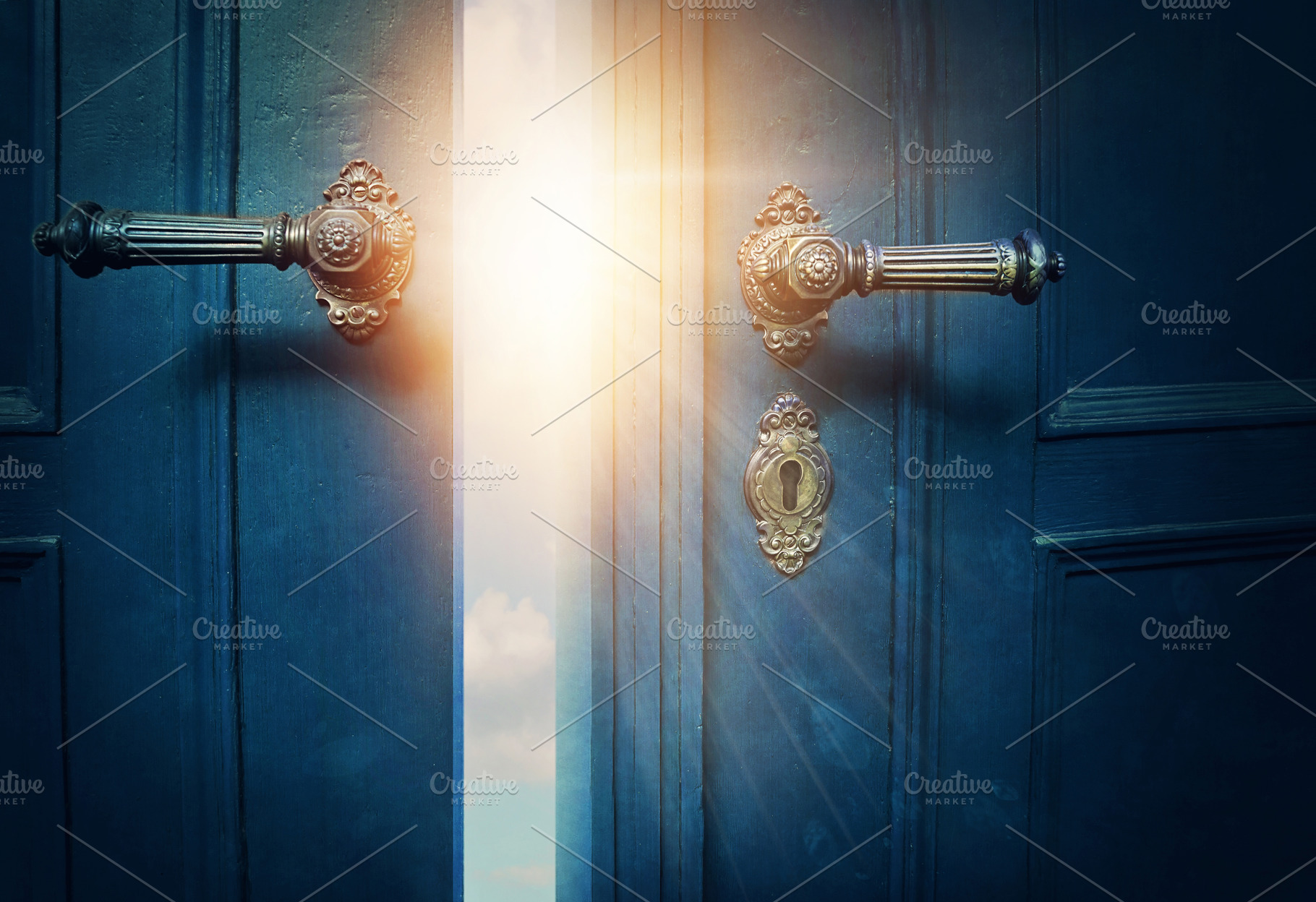 Open blue door, an Abstract Photo by EleSArtDesign