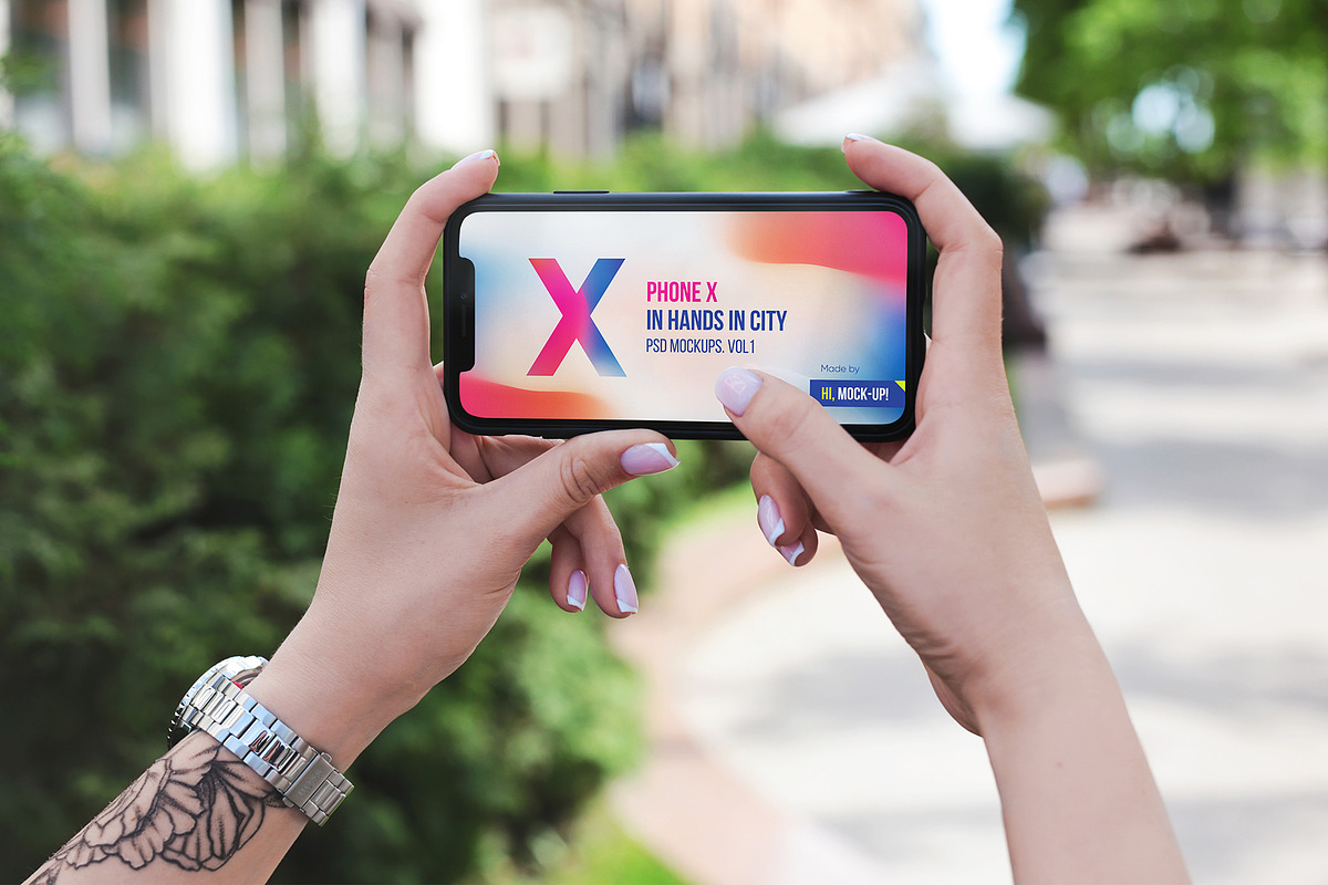 iPhone X in Hands City PSD Mockups, a Product Mockup by Hi, Mock-Up! (Photo 5 of 17)
