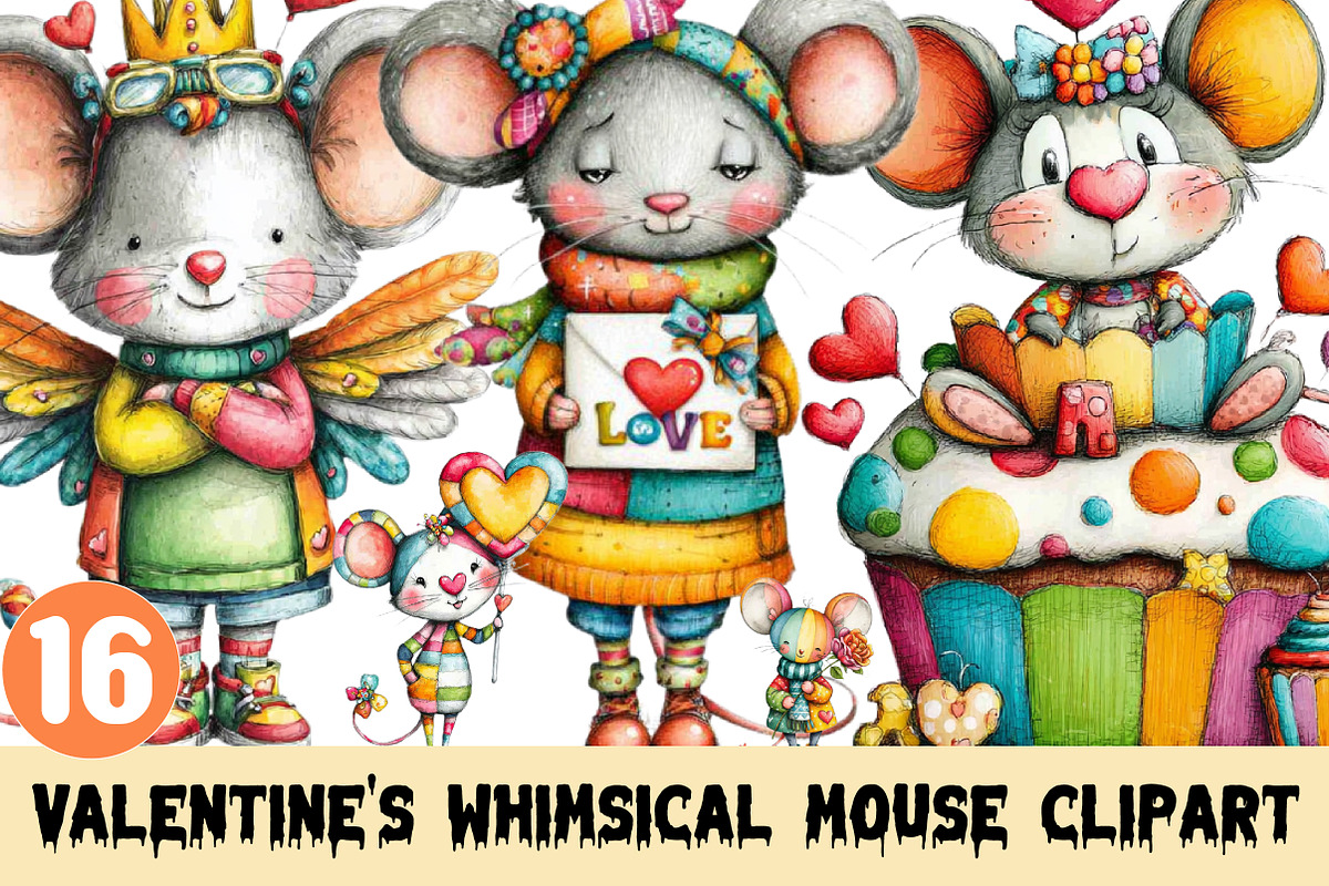 Valentine's Whimsical Mouse Clipart, a Graphic by CitraGraphics (Photo 1 of 4)