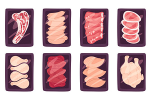 Frozen meat products in transparent, an Object Illustration by Vectorbuum