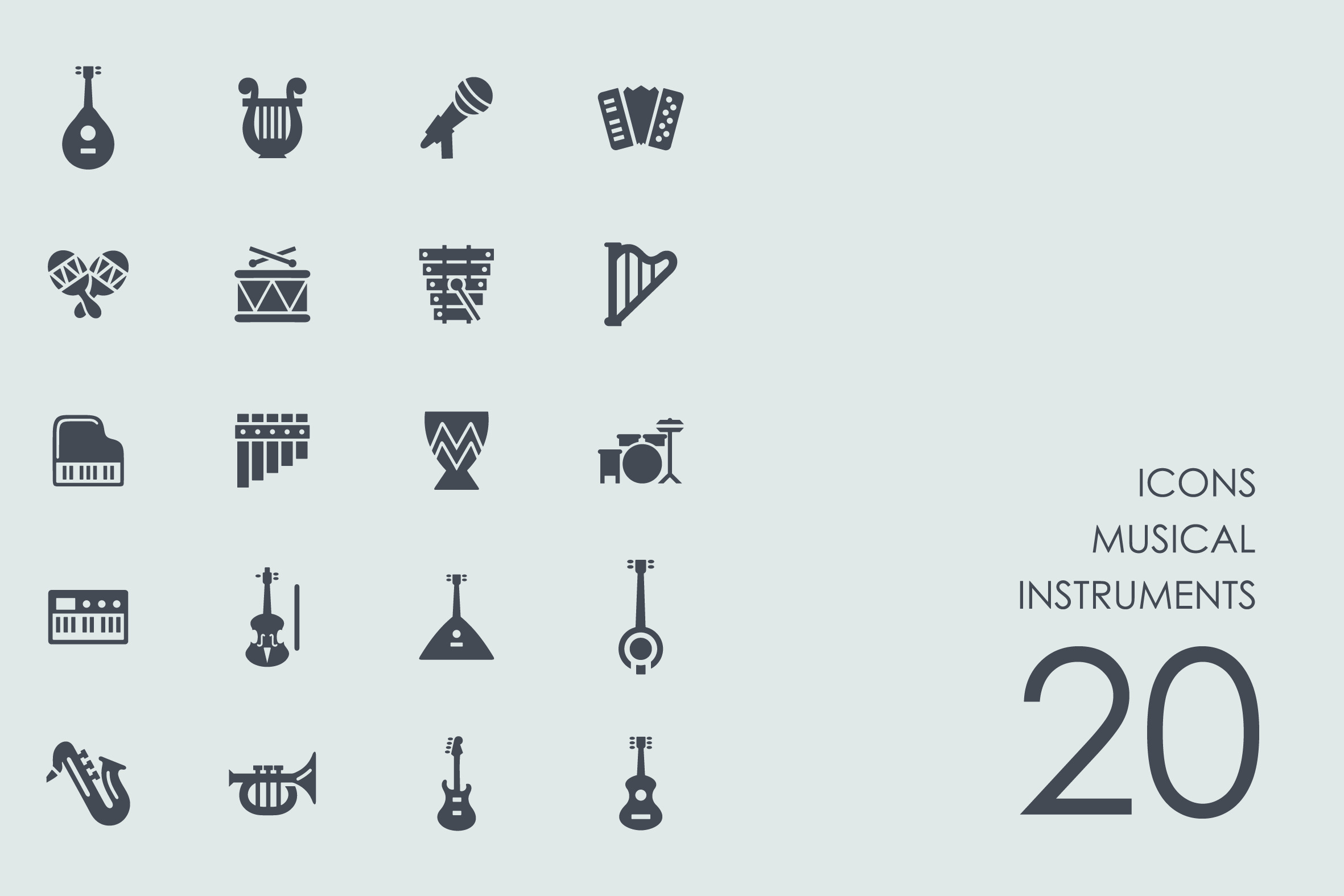 Musical instruments icons, an Icon by Palau