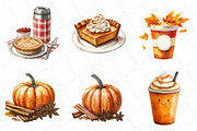 Watercolor Pumpkin Spice Clipart, an Illustration by DreamPrint404 (Thumbnail 4 of 6)