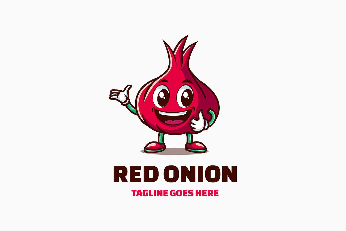 Red Onion Mascot Cartoon Logo, a Branding & Logo Template by Artnivora.Std