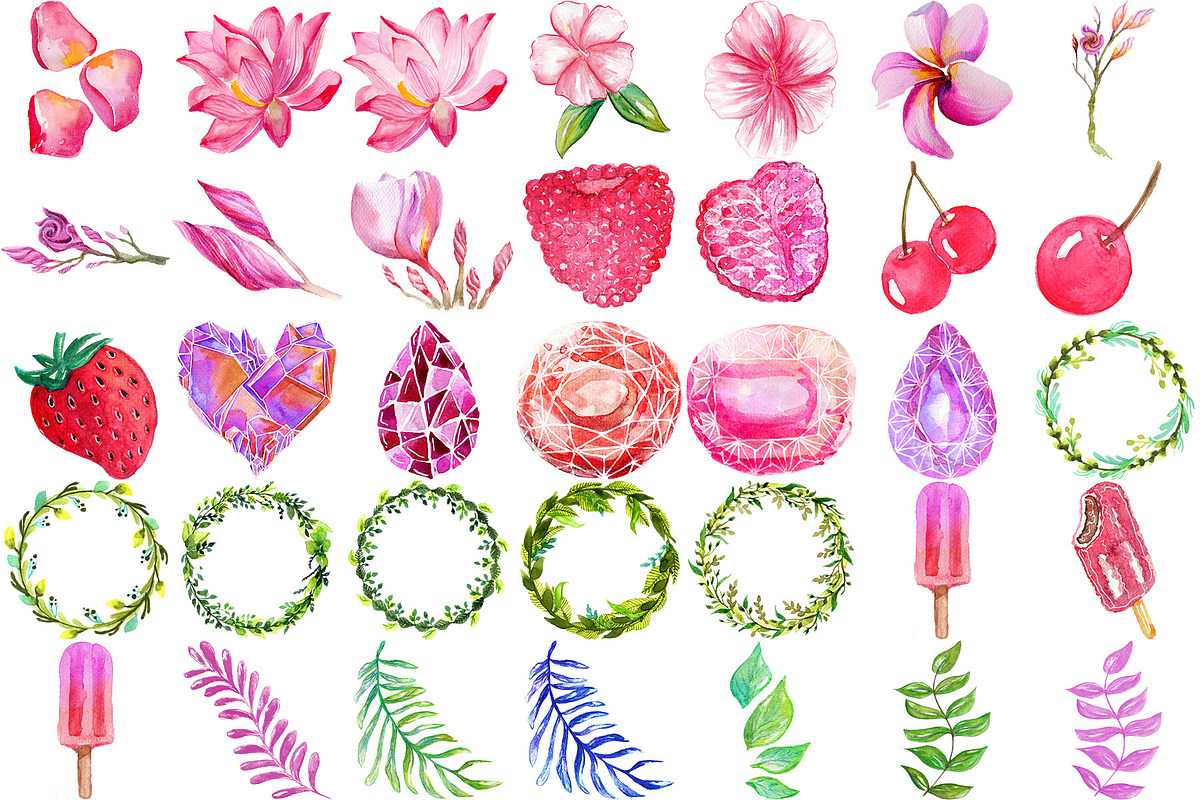 Super Pink Floral Bundle 151 PNGs, a Texture Illustration by LilyBoo Clipart (Photo 4 of 7)