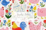 Whimsical Chicken Seamless Pattern, a Pattern Graphic by Pati Charm Studio (Thumbnail 1 of 6)