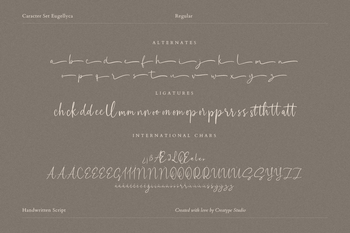 Eugellyca Handwritten Script, a Script Font by Creatype Studio (Photo 9 of 9)