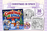 Christmas in Space Coloring Book, a Seasonal Illustration by HueNestify (Thumbnail 1 of 4)