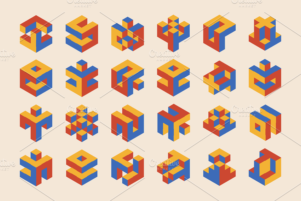 3D Geometry Printable Wall Art Set, a Background Graphic by C Design Studio (Photo 27 of 28)