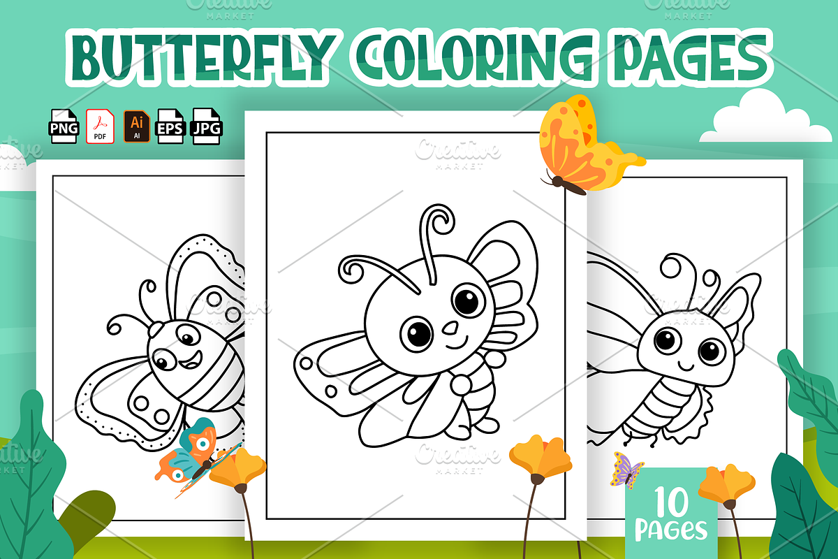 Cute Butterfly Coloring Book for Kid, an Animal Illustration by MK.CreativeHub (Photo 1 of 3)