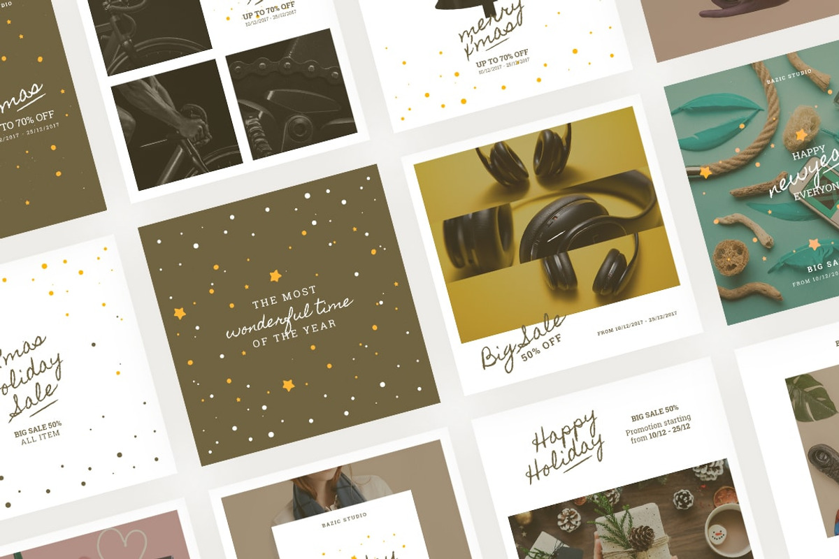Holiday Vintage Social Media Pack, a Social Media Template by CaDesign (Photo 2 of 7)