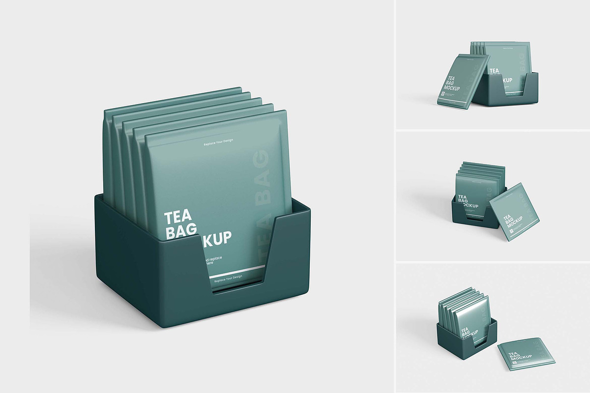 Tea Box with Sachet Mockup Set, a Packaging Mockup by tiyasprabawa (Photo 1 of 5)