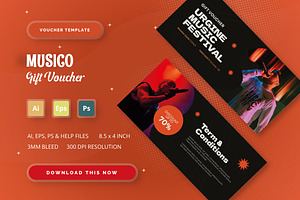 Musico - Gift Voucher, a Print Template by StreaksideStd
