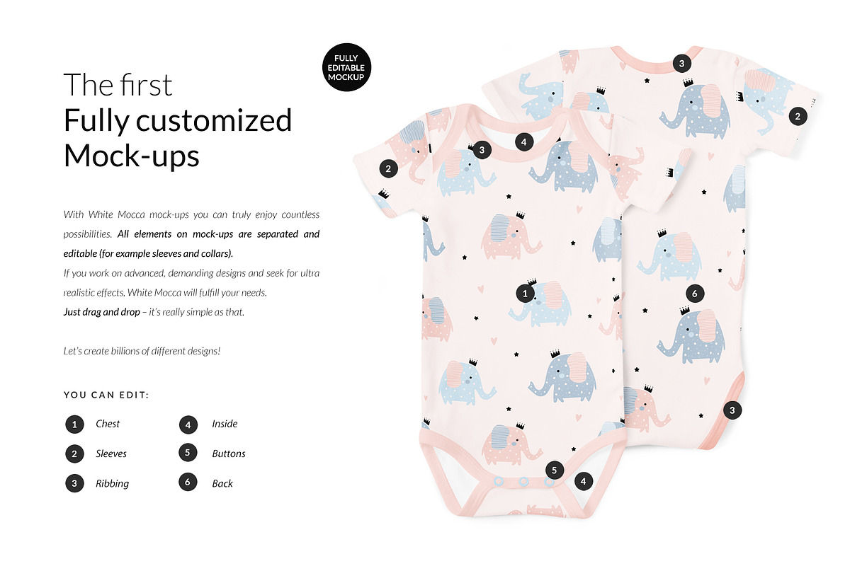 20x Baby Onesies BUNDLE Mock-up Sets, a Books & Magazine Mockup by BlackMocca (Photo 7 of 28)