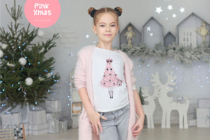 Pink Christmas Girlish Graphic Set