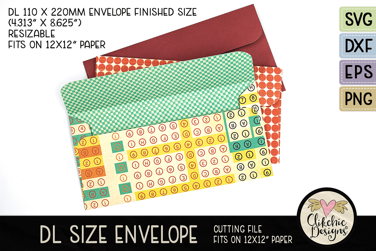 Slimline DL Envelope SVG Cut File, an Invitation Template by Clikchic Designs (Photo 2 of 4)