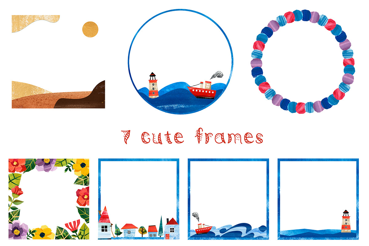 Papercut collages - Watercolor Set, a Texture Illustration by Mashamashastu (Photo 10 of 17)