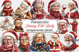 Funny Old Lady Christmas Sublimation, an Illustration by DreamCafeArt