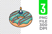 Birthday Donut Vector Trio Pack, an Object Graphic by Artonix (Thumbnail 3 of 3)