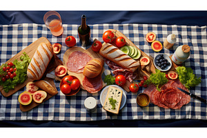 food picnic flat lay ai generated, a Food & Drink Photo by pikepicture