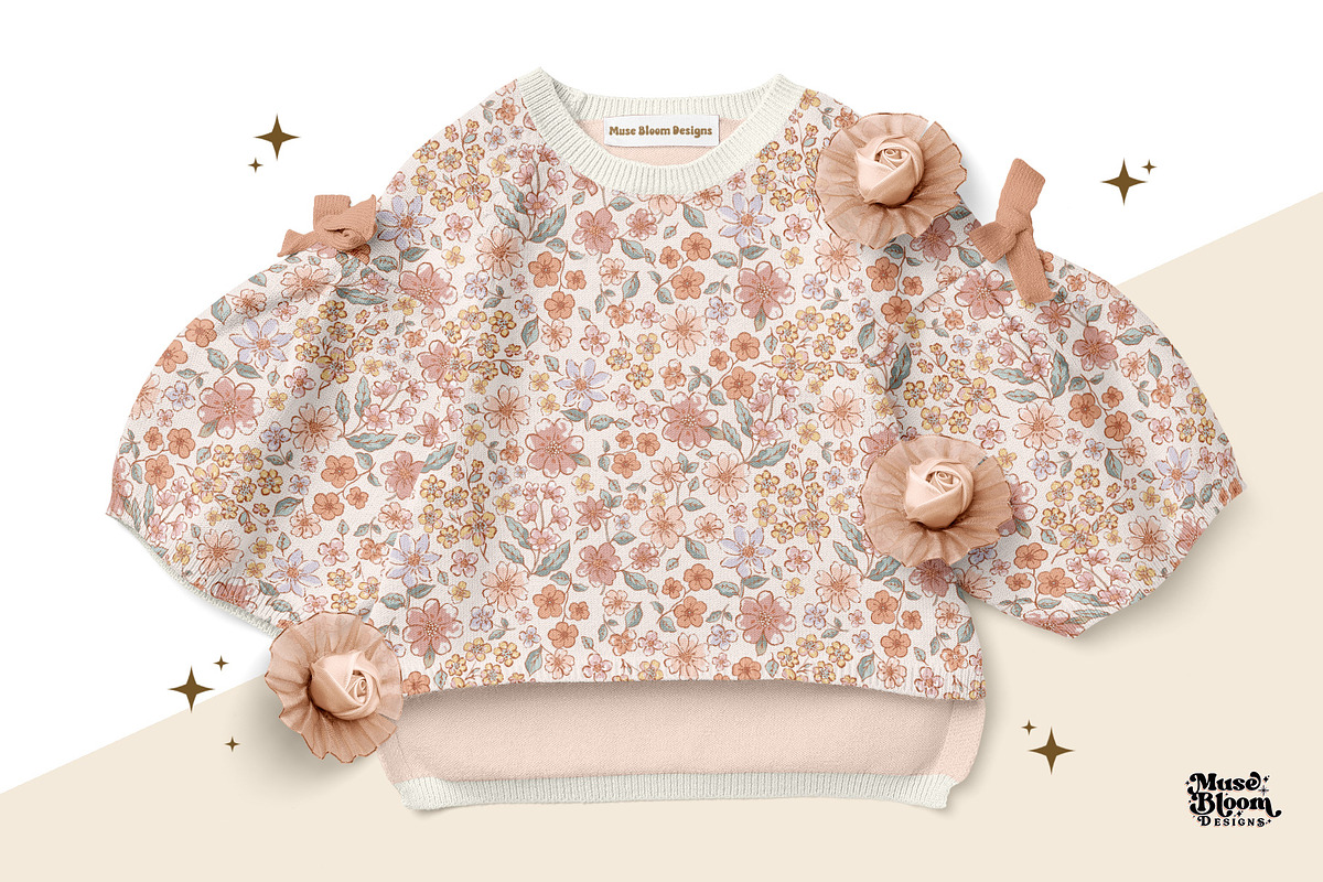 Squirrel Floral Seamless Pastel, a Pattern Graphic by MuseBloomDesigns (Photo 5 of 7)