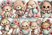 Whimsical Easter Animals Clipart PNG, an Illustration by Canvas Craft (Thumbnail 1 of 7)