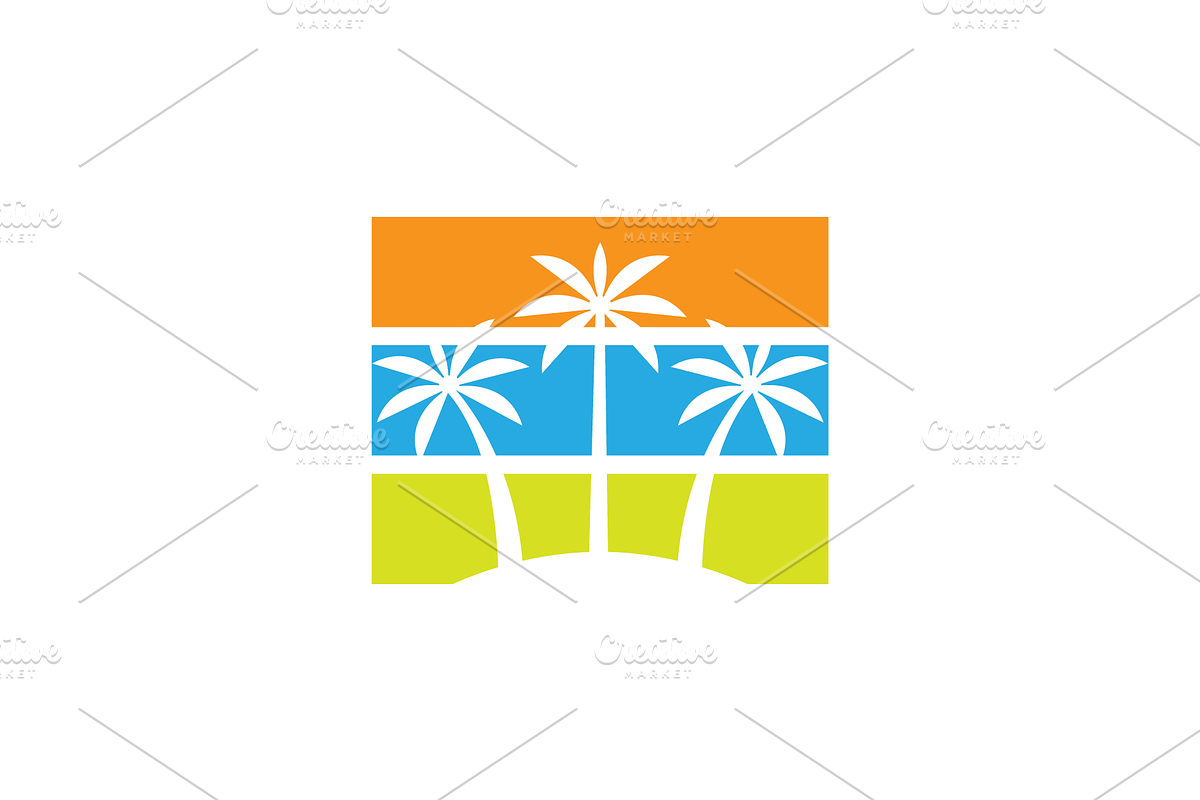 coconut trees colorful modern logo, a Branding & Logo Template by devastd