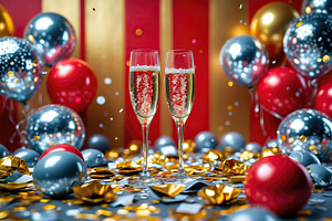 Celebratory toast with champagne gla, a Background Photo by Perpis