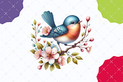 Watercolor Spring Floral Birds Clipa, an Illustration by designcity5 (Thumbnail 4 of 5)