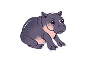 Cute hippos set + seamless patterns, an Animal Illustration by PaperTrident (Thumbnail 9 of 14)