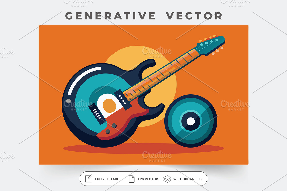 Guitar and vinyl records are showcas, a Graphic by Iftikhar Alam
