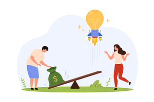 Funding Boosts Startup Idea Launch, a Finance Illustration by Flashvector