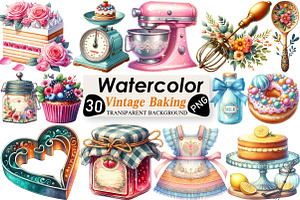 Vintage Baking Sublimation Clipart, an Illustration by Black Bird Studio