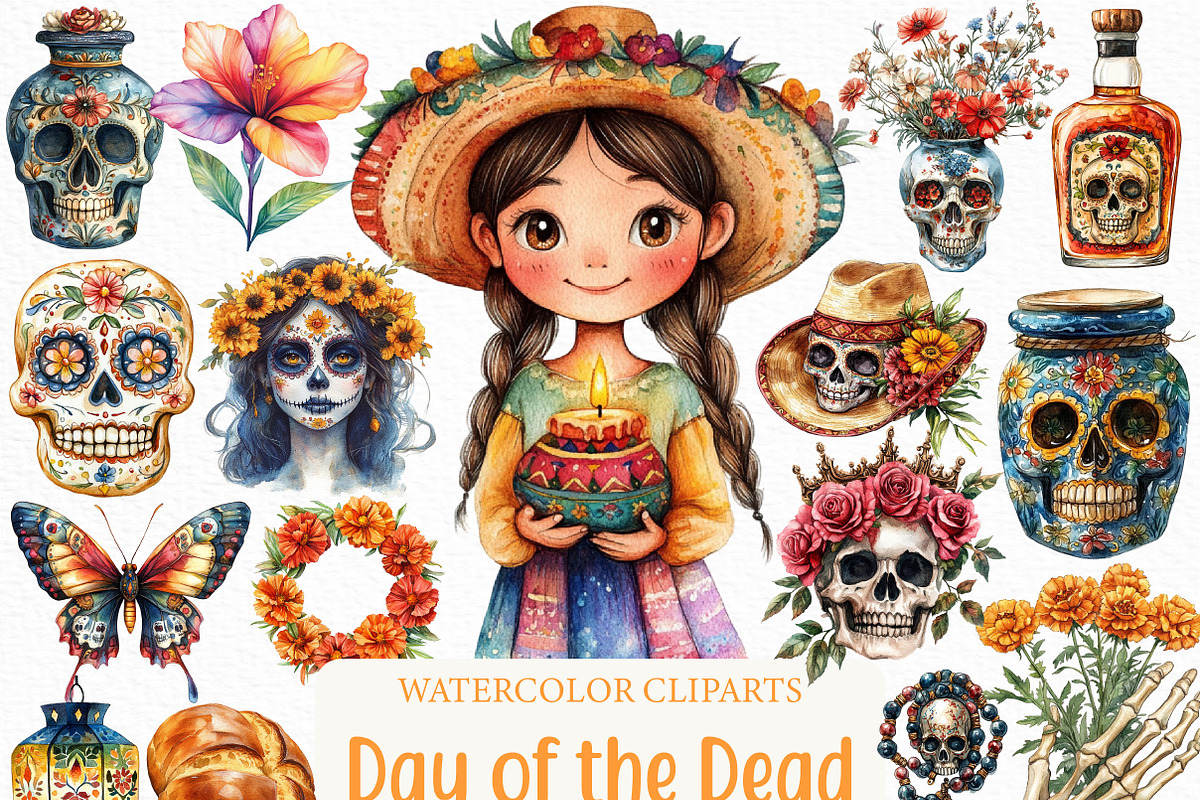 Day of the Dead Clipart Bundle, an Illustration by Craft Nest (Photo 1 of 6)
